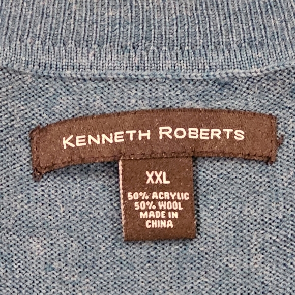 Kenneth Robert's Men's Teal Wool Blend Pullover V-Neck Swester Size XXL - Picture 2 of 7